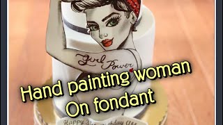 How to paint a cartoon girl on fondant [upl. by Montagu]