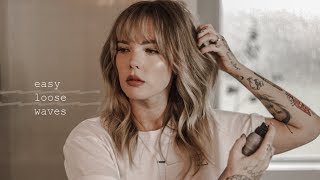 EASY LOOSE WAVES TUTORIAL  hairstylist waves and bangs at home  ImMalloryBrooke [upl. by Anetsirk]