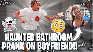 HILARIOUS Haunted Bathroom PRANK On My Boyfriend [upl. by Ainahpets]