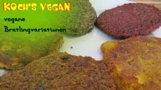 fünf vegane Bratlinge  Variationen Interaktiv  vegane Rezepte von Kochs vegan [upl. by Atnoid112]