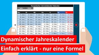 Excel Kalender mit nur einer Formel Dynamisch für alle Jahre 📅 [upl. by Agosto]