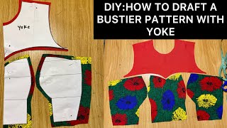 How to Draft a Bustier Blouse pattern with Yoke sewingtutorial [upl. by Deeanne]