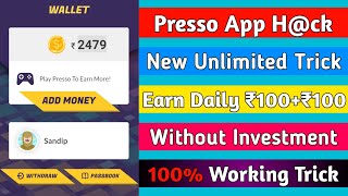 Presso App New Trick  Earn Daily ₹100₹100  Without Investment  With Live Proof [upl. by Letsirc]