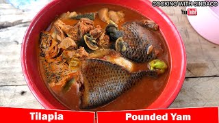 Pounded yam with fresh tilapia soup Ultimate Local food from VOLTA REGION  Akpa Detsi [upl. by Musa]