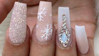 UÑAS NAVIDEÑAS ELEGANTES  Uñas esculturales largas [upl. by Akkin338]