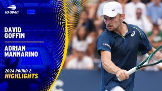 David Goffin vs Adrian Mannarino Highlights  2024 US Open Round 2 [upl. by Elstan968]