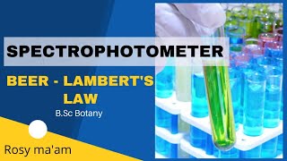 Spectrophotometer Beer  Lamberts Law Principle  Working Mechanism  ApplicationBSc Botany [upl. by Reade]