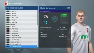 PES 2019 FC AUGSBURG created players stats [upl. by Miarfe]