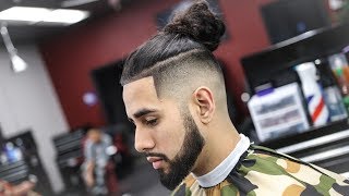 BARBER TUTORIAL HOW TO FADE A UNDERCUT  MAN BUN STEP BY STEP INSTRUCTIONS [upl. by Irme514]