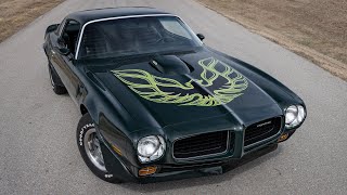 FOR SALE 1973 Pontiac Trans AM 455 4 Speed AC Loaded Fully Restored Brewster Green Stock 1346 [upl. by Egiedan]