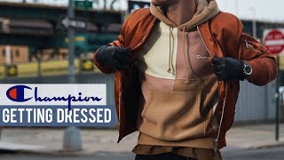 How I Styled this Champion Hoodie  Streetwear Outfit  Getting Dressed Step by Step 22 [upl. by Tnayrb]