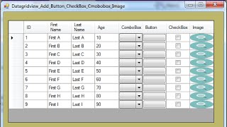 C  How To Add ComboBox Button CheckBox Image to dataGridView In C  with source code [upl. by Rusel]