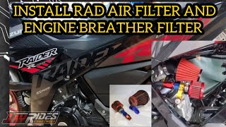 HOW TO INSTALL RAD AIR FILTER AND ENGINE BREATHER TO RAIDER 150 FI [upl. by Nwahsel]