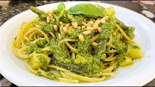 LINGUINE AL PESTO GENOVESE CON FAGIOLINI E PATATE  authentic recipe [upl. by Odlareg]