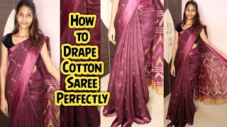 How to Drape Cotton Saree Perfectly in Tamil  Saree Draping for Beginners  Shalu Swthrt [upl. by Eppillihp]