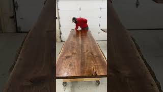 Applying Rubio Monocoat to this black walnut live edge table top [upl. by Noemys]