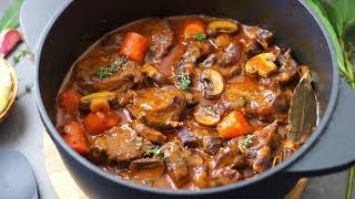 Boeuf Bourguignon لحم البقر بورغينيون  Beef Bourguignon [upl. by Oznohpla922]