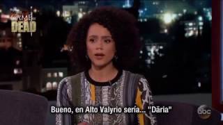 Nathalie EmmanuelMissandei habla de Game of Thrones en Jimmy Kimmel Subtitulado [upl. by Ajin]