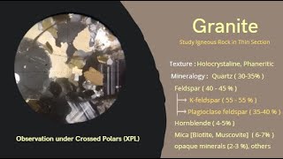 Granite in Thin Section  Intrusive Igneous Rock under Microscope  PPL amp XPL  Optical Petrology [upl. by Jarrod]