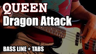 Queen  Dragon Attack  BASS LINE Play Along Tabs [upl. by Emmott]