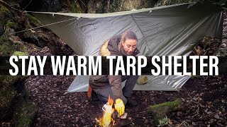 HOW TO STAY WARM IN A TARP SHELTER  How to camp in cold weather with a tarp tips [upl. by Moreno]