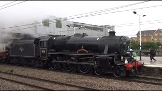 Two Black 5 44871 And 45231 Steam Locomotives On The East Coast Main Line At Peterborough Station [upl. by Alfi]