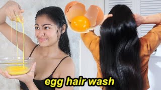 EGG HAIR MASK FOR EXTREME HAIR GROWTH  My egg hair wash routine [upl. by Ylak]