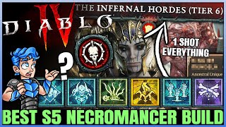 Diablo 4  New Best S5 Highest Damage Necromancer Build  This Combo  EASY Mode  Gear Skill Guide [upl. by Ariahay]