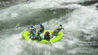 Drone footage of Tunnel Chute Class 4 rapid on the Middle Fork American River [upl. by Tingey]