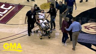 College basketball player collapses on court l GMA [upl. by Hum]