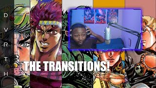 THESE TRANSITIONS ARE FIRE Reacting to All Jojos Theme Songs Phantom Tendency Stardust is Golden [upl. by Ymmij422]