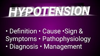 HYPOTENSION in hindi  low blood pressure cause  sign and Symptoms diagnosis [upl. by Magnien202]