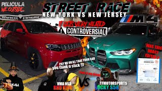 SPICY RHD KING SUPERCHARGED TRACK HAWK VS BMW FBO M4 STREET RACE HEATED YOU WONT BELIEVE WHAT HAPPEN [upl. by Clotilda]