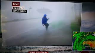 Hurricane Irma reporter hit by debris at 100 mph [upl. by Daniela]