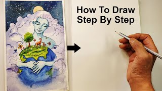 How To Draw Step By Step Environment Day  Pencil Drawing Tutorial Video [upl. by Edrick522]