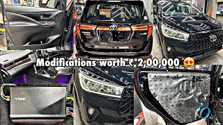 2021 black innova crysta modified  PPF in black innova crysta  lexus style grill for crysta [upl. by Notnarb344]