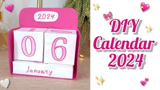 DIY Calendar 2024  How To Make Cute Desk Calendar For New Year  DIY  Paper Table Calendar [upl. by Aitsirt]