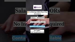 Work from Home Job 2024  Salary  Rs 30000Month  Byjus Hiring Freshers hiring [upl. by Annirtak]