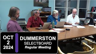 Dummerston Selectboard Mtg 10224 [upl. by Orthman]