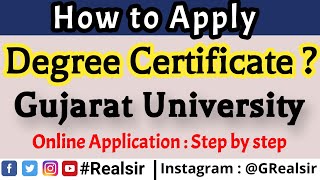 Gujarat University Degree Certificate Process  Online Application  Gujarat University Convocation [upl. by Yecad]