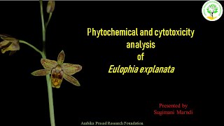 Phytochemical analysis cytotoxicity of Eulophia explanata phytochemicals phytochemistry orchids [upl. by Catriona]