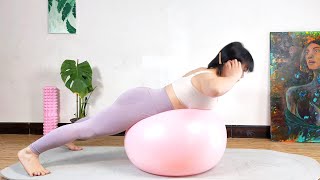 Exercise with meBeautiful girl yoga  Big yoga ball exercise back exercise [upl. by Yorgerg]