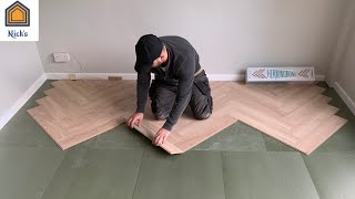 How to Install Herringbone Laminate Flooring  Sideways [upl. by Klatt721]