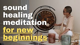 sound healing meditation for new beginnings  light language singing bowls gong chimes drum [upl. by Rabush53]