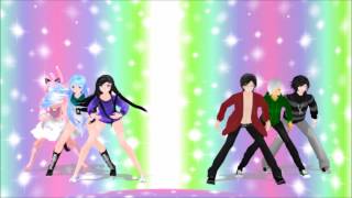 MMD  Aphmau Aaron Katelyn Travis KawaiiChan and Zane  Timber Aphmau [upl. by Sparrow]