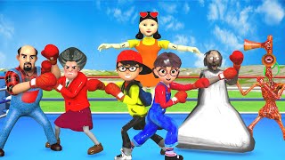 Scary Teacher 3D vs Squid Game Boxing Championship vs Honeycomb Candy 6 Times Challenge Miss T Win [upl. by Lanford]