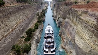 The 851m 2792quot superyacht Solandge taking the Corinth Canal [upl. by Meda]