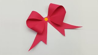 How to Make a Paper Bow Ribbon  Origami Bow Ribbons Making  Christmas Decorations Ideas [upl. by Divan948]