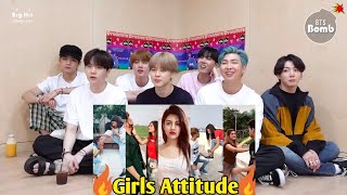 BTS Reaction to Girls attitude  Girls power  Indian Tiktok  PeachyGlosss [upl. by Arev]