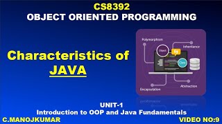 9  CS8392 OBJECT ORIENTED PROGRAMMING  CHARACTERISTICS OF JAVA  Manojkumar C [upl. by Willock]